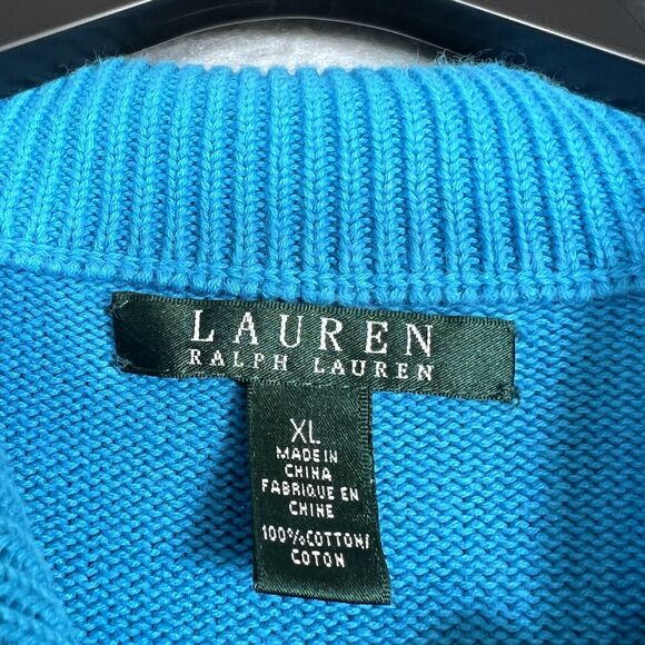 Lauren Ralph Lauren Sweater Womens X-Large Blue Cable Knit High Neck Sweater - Picture 7 of 8